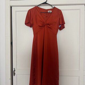Show Me Your Mumu Rust Satin Midi Dress - Size Small